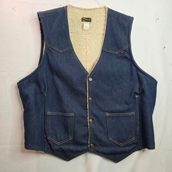 Key Jeans Other - Key Jeans Mens 2XL Denim Sherpa Lined Western Vest Dark Wash Blue 1-8054.41